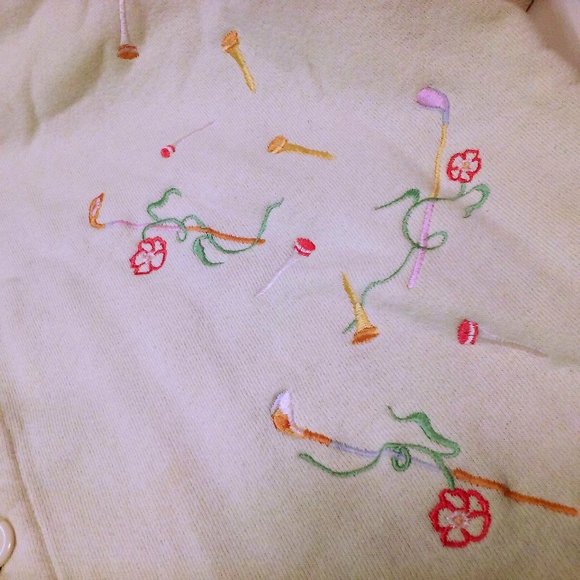 Vtg 80s Bee Wear USA Sporty Tee Time Golf Novelty Cardigan Shacket -L Pockets - Picture 5 of 10